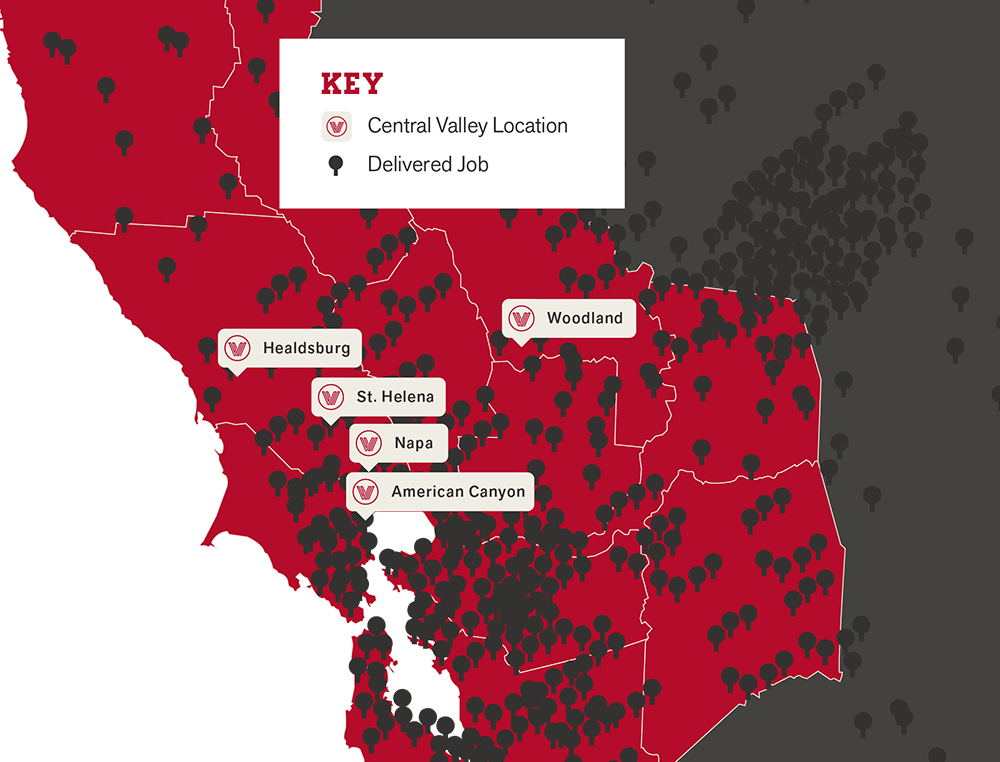 Central Valley delivery map